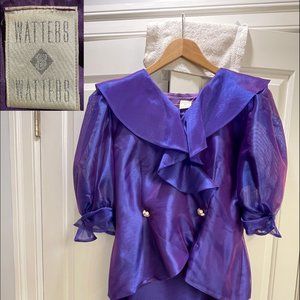 EUC Watters 2-Pc Skirt & Top Formal Dress, Maxi Skirt, Jeweled, Purple, Sz 16